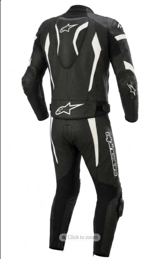 Alpinestars Pro Leather Motorbike Racing Suit - Stealth Black & White Track Riding Gear