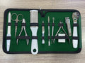 Premium 10-Piece Professional Manicure & Pedicure Grooming Kit – Stainless Steel Nail Clippers, Tweezers, and Care Set with Travel Case