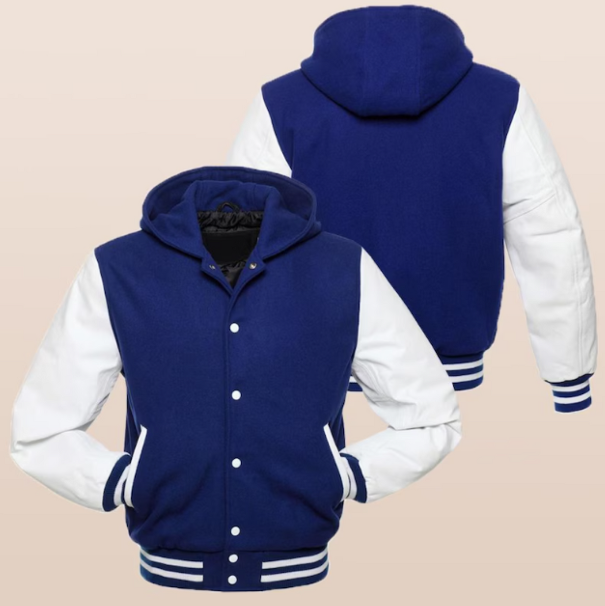 Premium Classic Varsity Letterman jacket-Navy Blue&White
