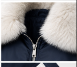 Stitch & Soul Urban Fur-Collar Varsity Bomber Jacket - Navy Blue & White Winter Edition