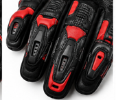 Stitch & Soul Carbon Shield Motorbike Racing Gloves - Red & Black Biker Street Riding Gear