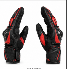 Stitch & Soul Carbon Shield Motorbike Racing Gloves - Red & Black Biker Street Riding Gear