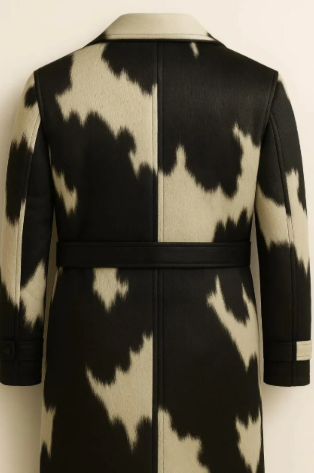 Premium Monochrome Cow Pattern Winter Long Coat