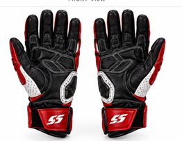 Stitch & Soul Carbon Pro Motorbike Racing Gloves - Red & Black Biker Riding Protection Gear