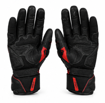 Stitch & Soul Carbon Shield Motorbike Racing Gloves - Red & Black Biker Street Riding Gear