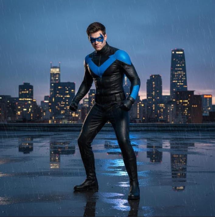 DC Nightwing Cosplay Full Body Leather Suit For Men
