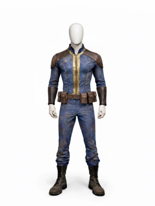 Premium Fallout Vault 111 Cosplay Jumpsuit - Blue Leather Costume