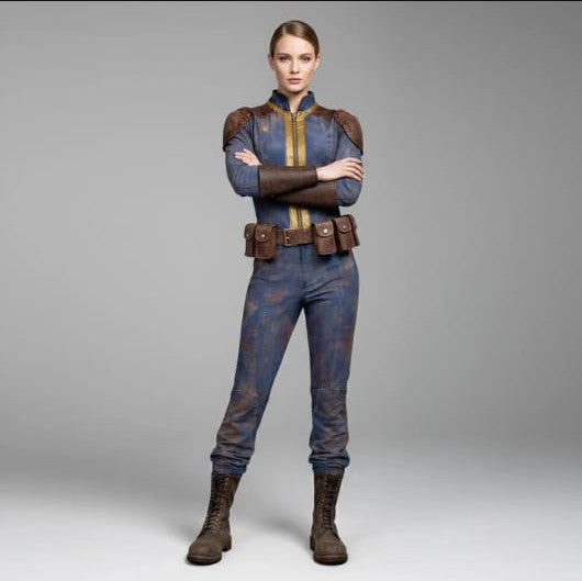 Premium Fallout Vault 111 Cosplay Jumpsuit - Blue Leather Costume