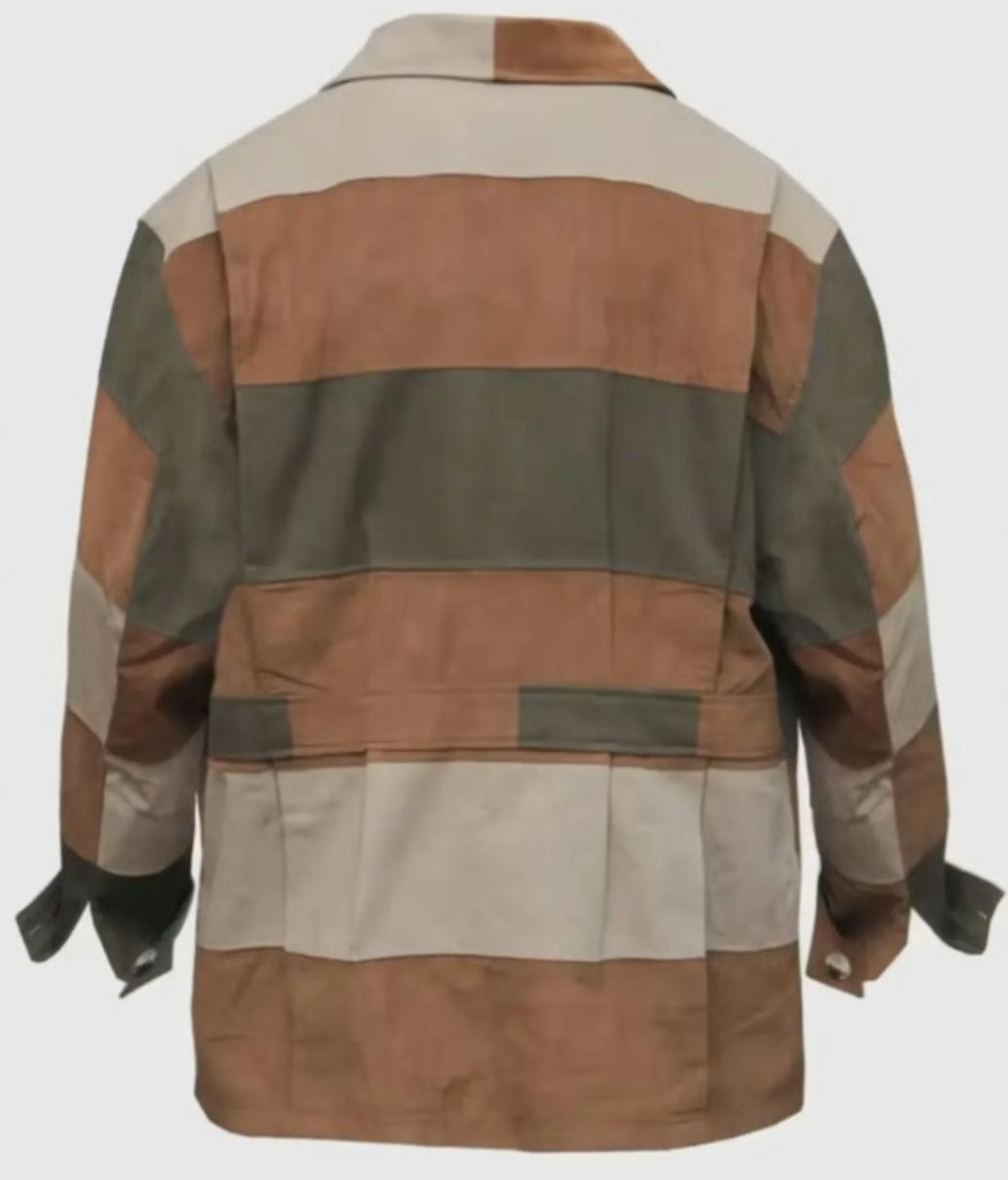 Men's Casual Corduroy Patchwork Jacket - Multi-Color Block Button Up Shirt-Jacket