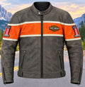 Men's Harley-Davidson Style Mesh Riding Jacket - Orange & Black Biker Jacket