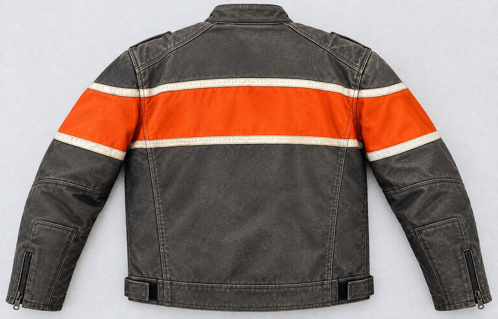 Men's Harley-Davidson Style Mesh Riding Jacket - Orange & Black Biker Jacket