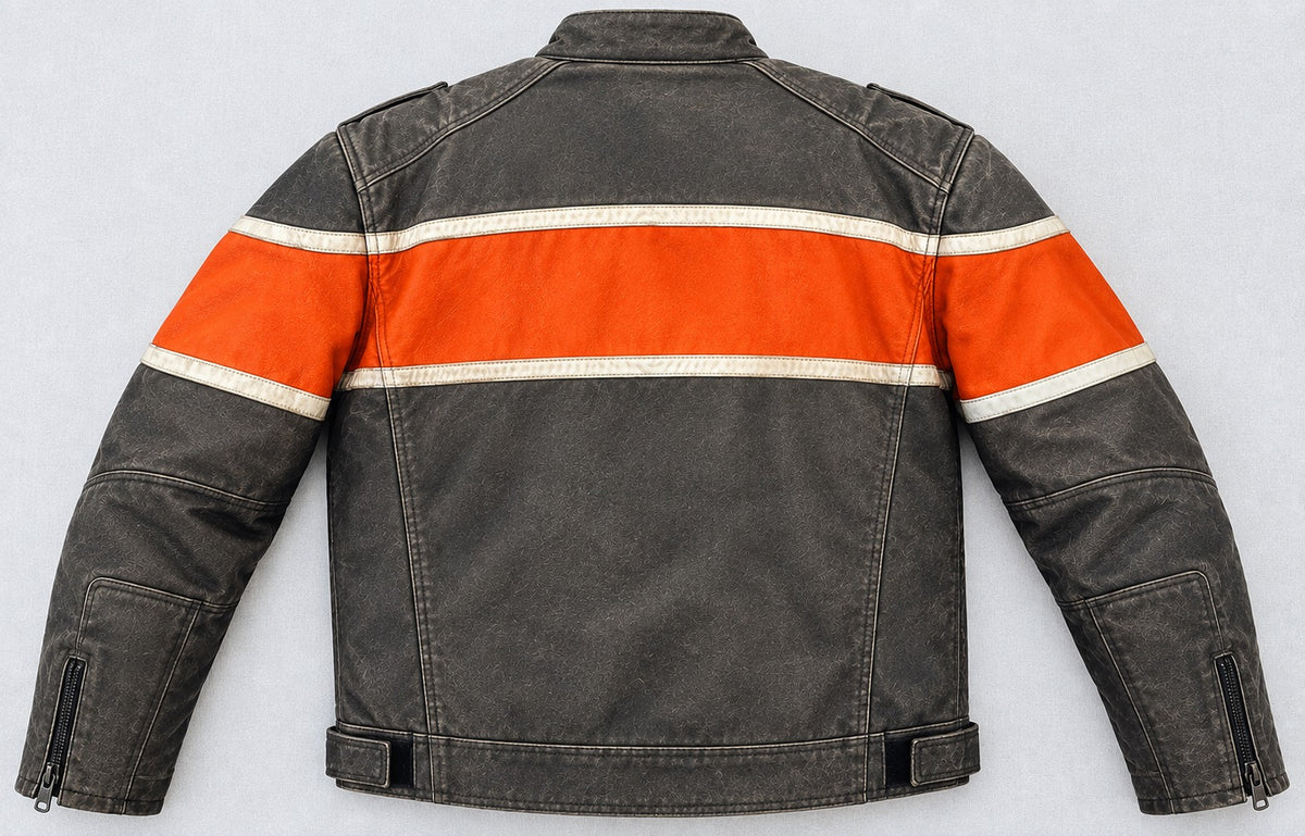 Men's Harley-Davidson Style Mesh Riding Jacket - Orange & Black Biker Jacket