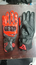 Premium Leather Motorbike Gloves - Red & Black Protective Riding Gear