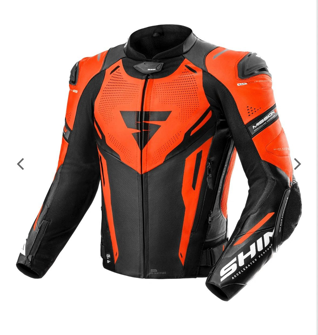 SHIMA Leather Motorbike Racing Jacket - Red & Black Pro Armor Riding Gear