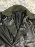 Men's Classic Black Leather Jacket with Removable Fur Collar - Winter Bomber Style