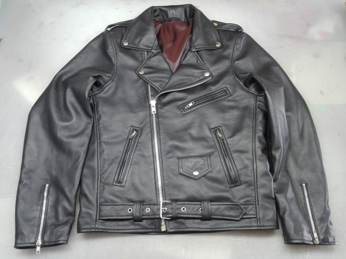 Premium Men's Genuine Leather Double Rider Biker Jacket - Export Quality Cross-Zip Coat