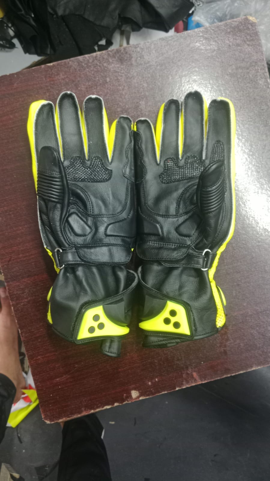 Alpinestars Leather Motorbike Gloves - Neon Yellow & Black Protective Riding Gear