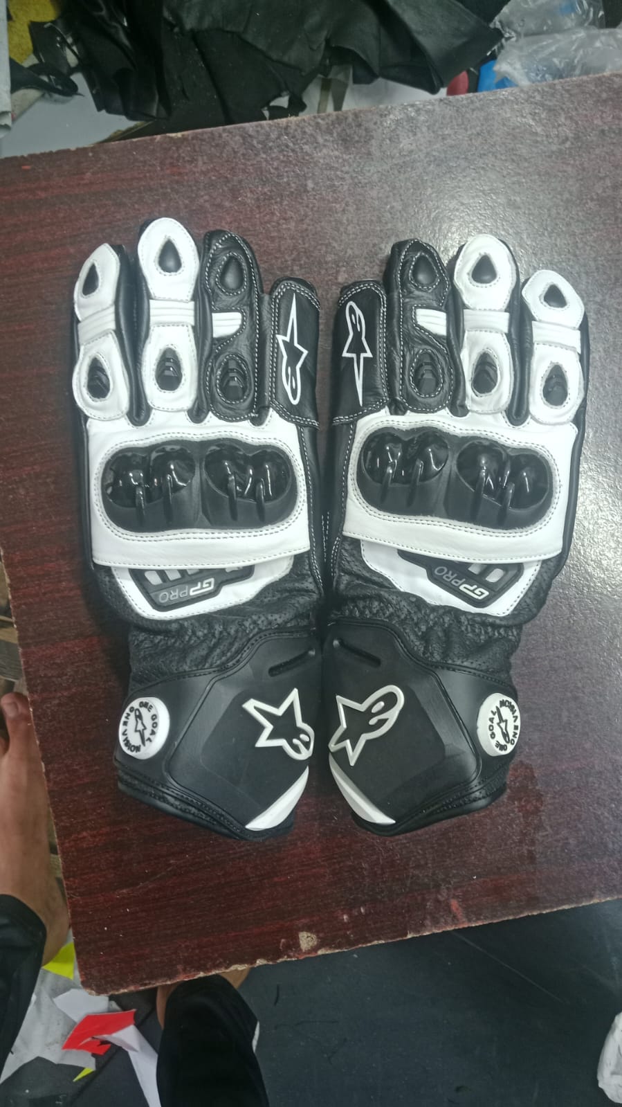 Alpinestars Leather Motorbike Racing Gloves - Black, White & Grey Protective Gear