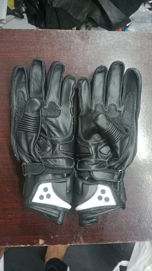 Alpinestars Leather Motorbike Racing Gloves - Black, White & Grey Protective Gear