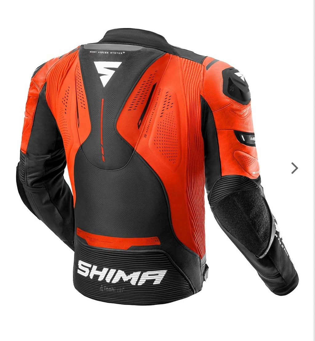SHIMA Leather Motorbike Racing Jacket - Red & Black Pro Armor Riding Gear