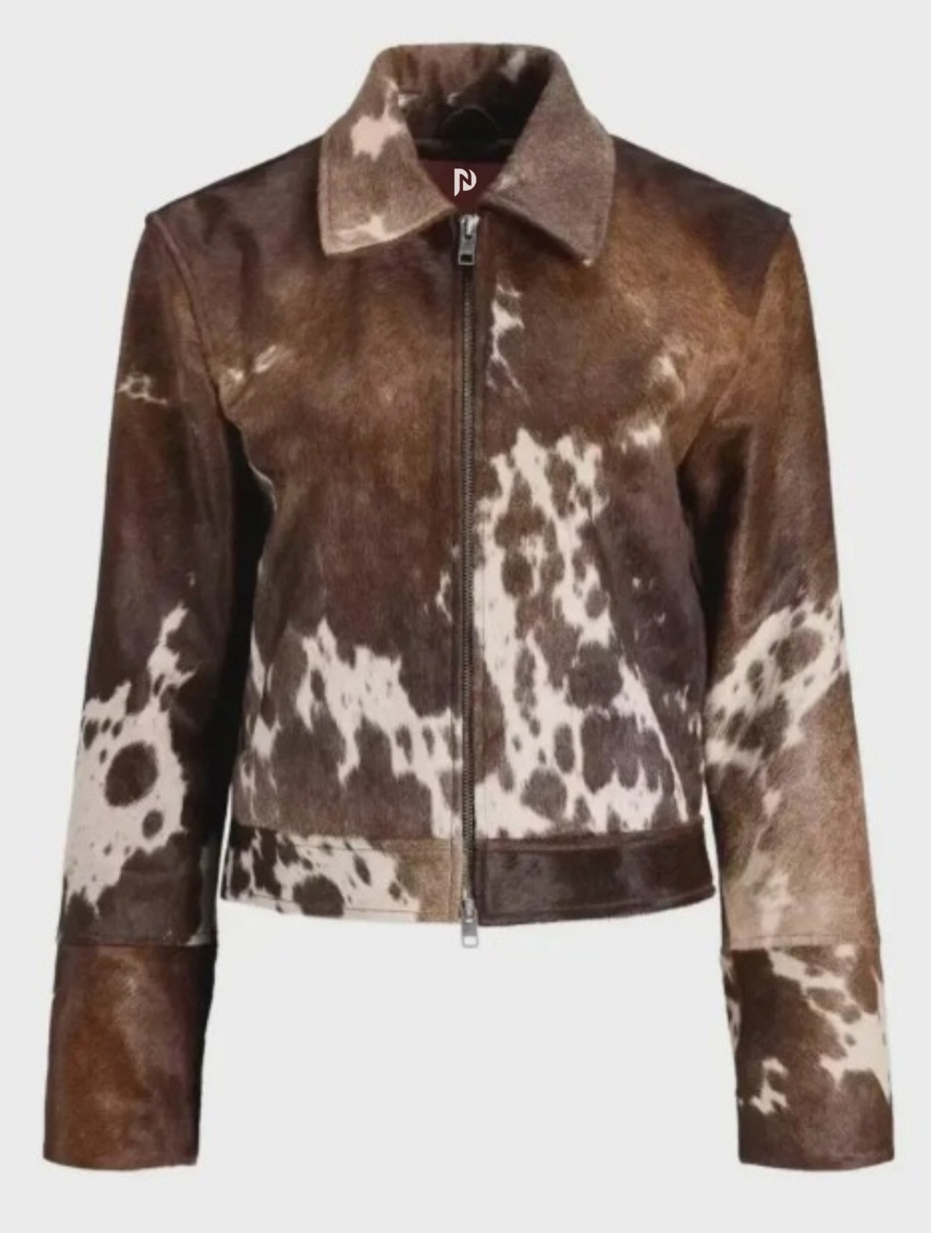 Stitch&Soul Women s Western Cowhide Print Leather Jacket
