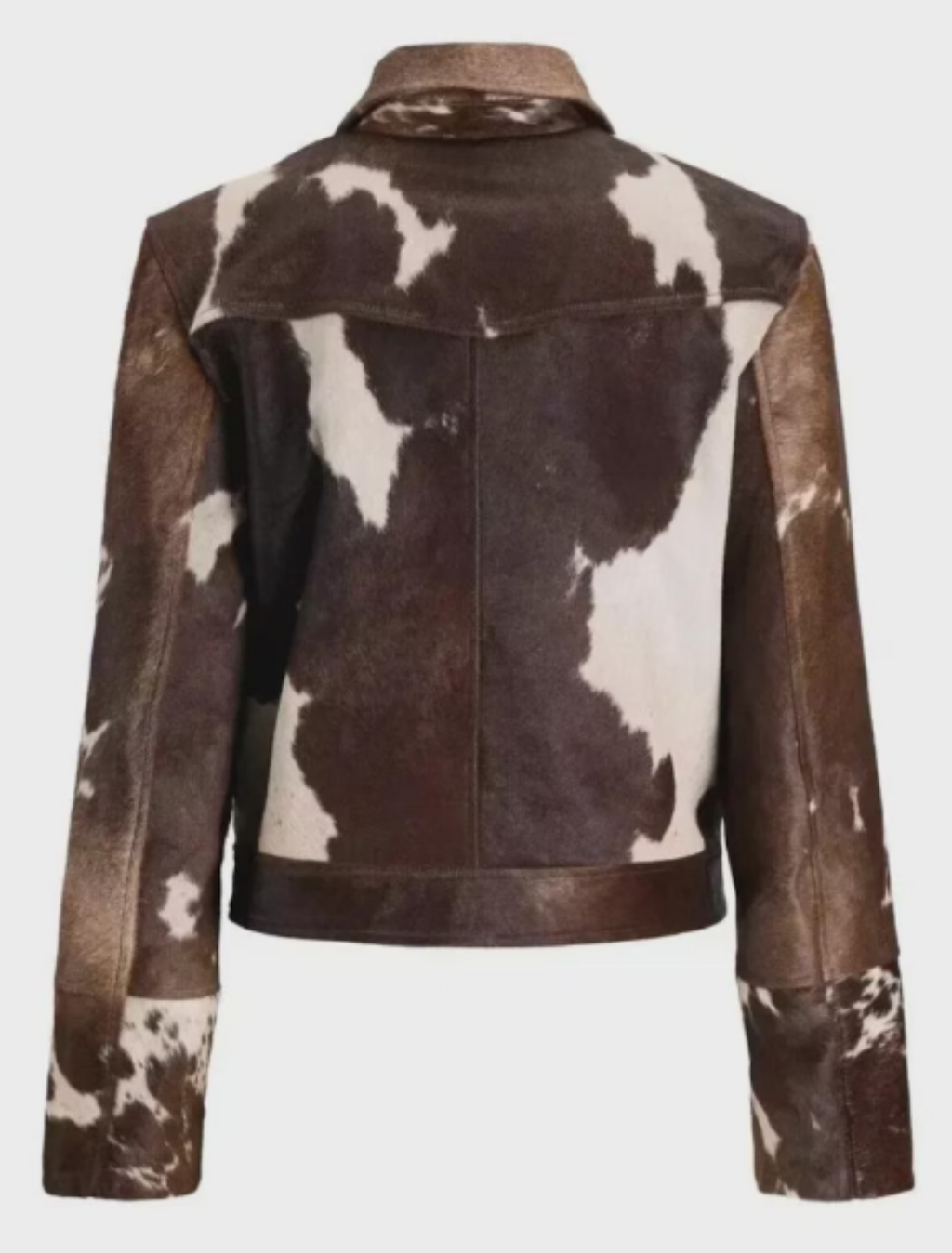 Stitch&Soul Women s Western Cowhide Print Leather Jacket