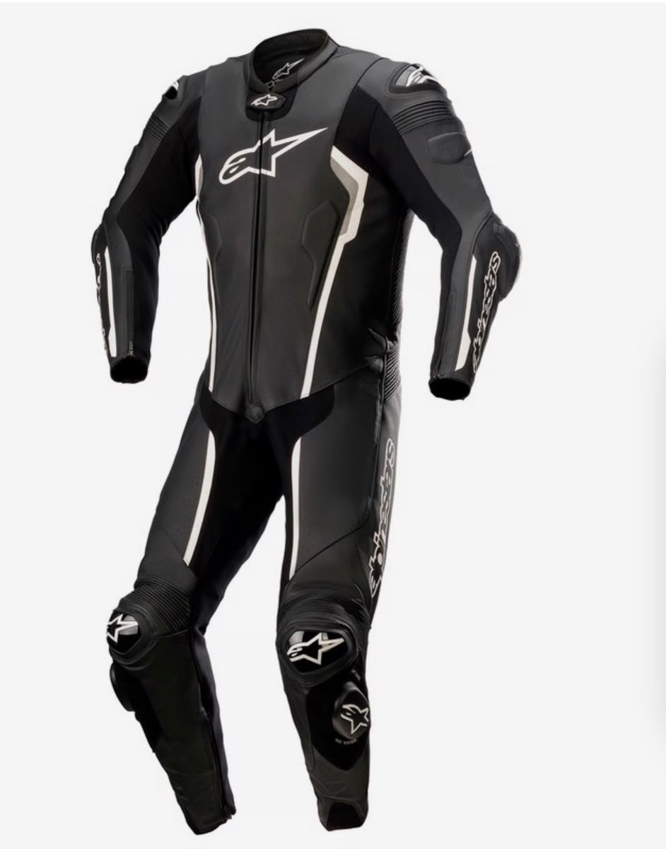 Alpinestars Pro Leather Motorbike Racing Suit - Stealth Black & White Track Riding Gear