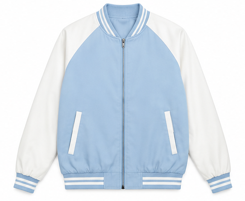Classic Sky Blue Varsity Bomber Jacket - Premium Urban Streetwear