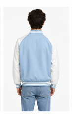 Classic Sky Blue Varsity Bomber Jacket - Premium Urban Streetwear