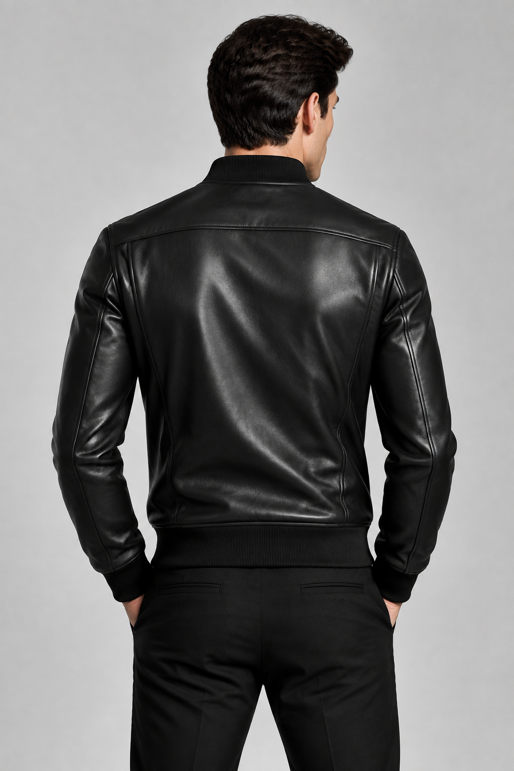 Classic Men's Black Leather Bomber Jacket - Premium Flight Outerwear