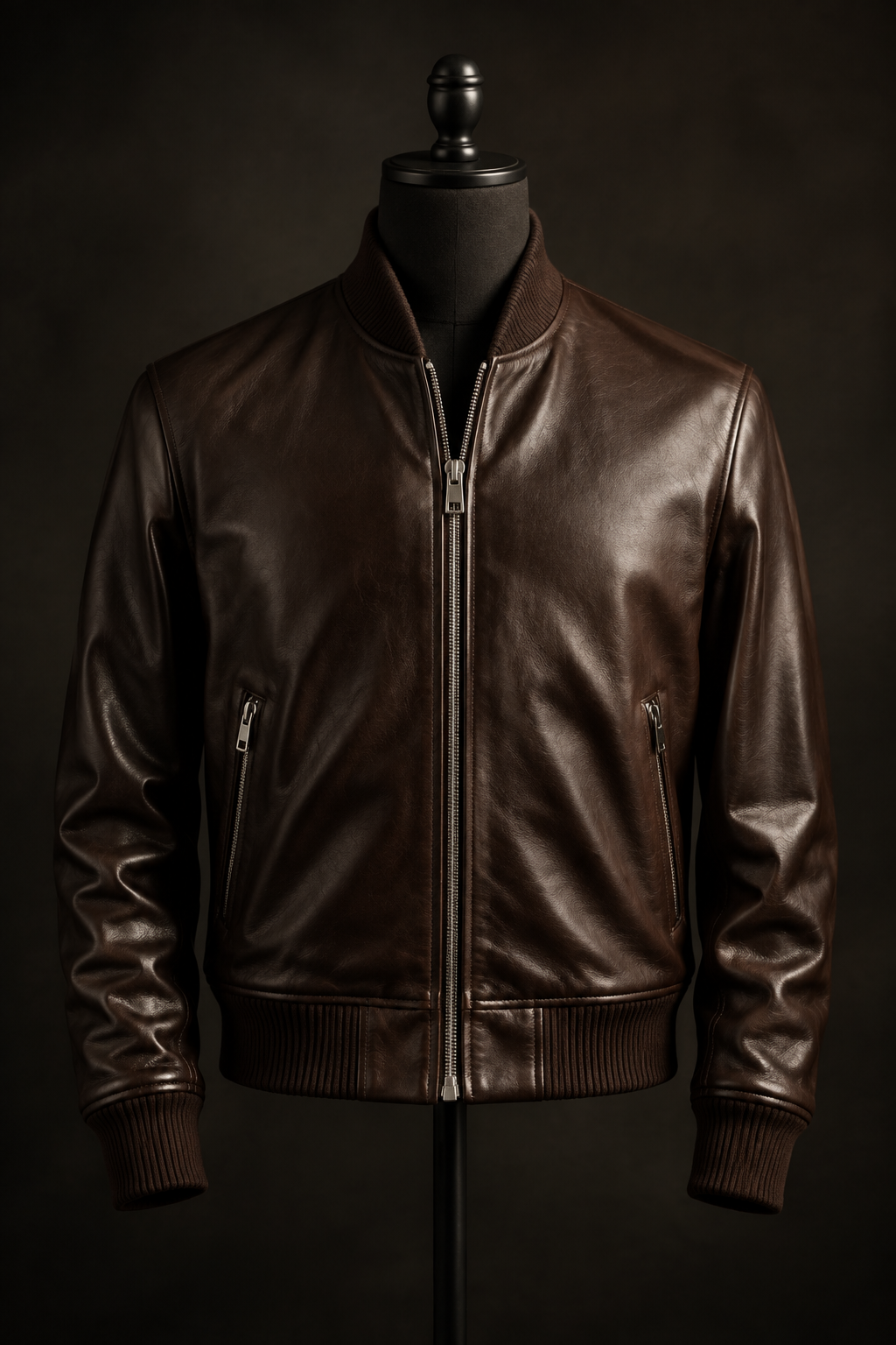 Classic Men's Brown Leather Bomber Jacket - Premium Flight Outerwear